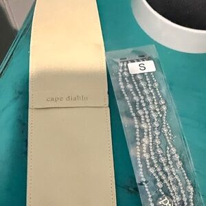 Cape Diablo silver 6 stand beaded stretch watch band for Apple Watch am